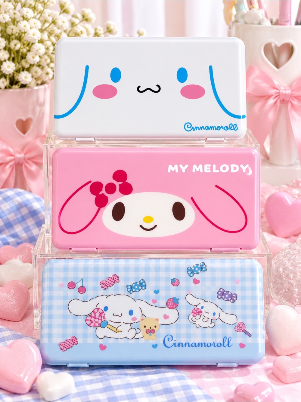 Cinnamoroll & My Melody Slim Pencil Case Kawaii Gel Pen Stationery Organize